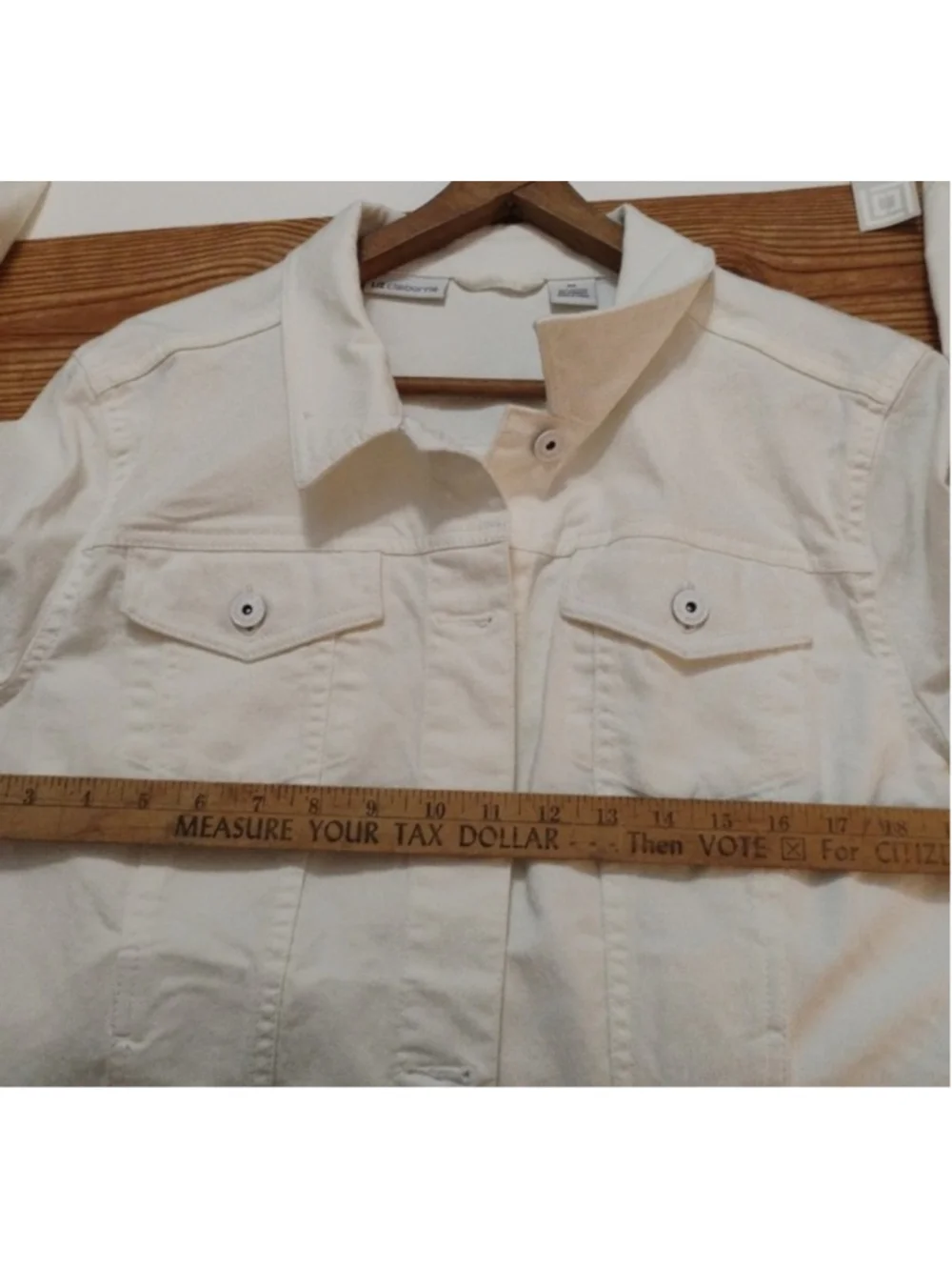 LIZ CLAIBORNE Classic Style White Jean Denim Cotton Jacket XL - Picture 4 of 7